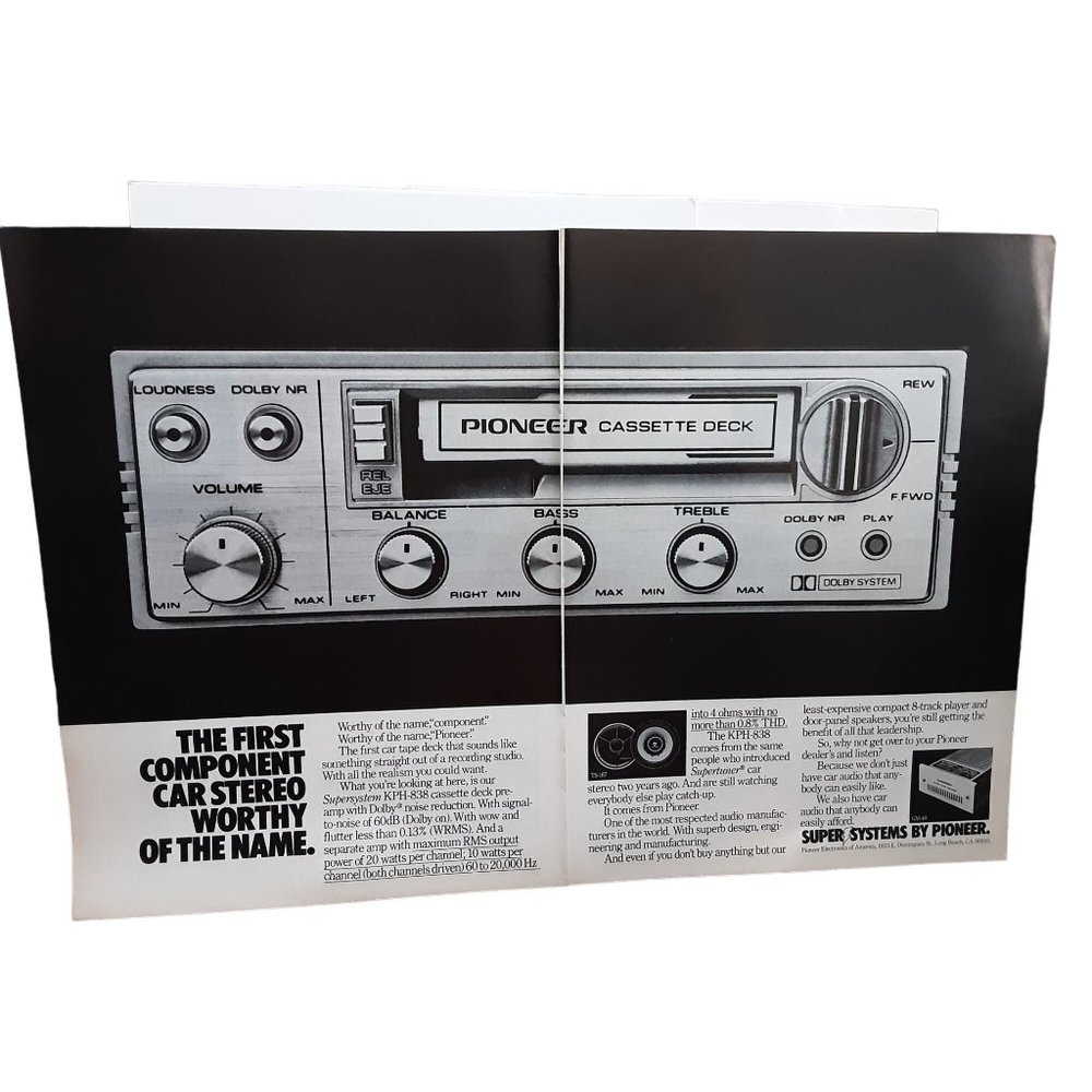 1978 Pioneer Car Stereo 2 Page Original Print Ad Vintage